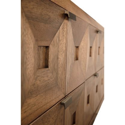Musashi 6 Drawer Cabinet by Noir in dark walnut, brass hardware. Made from walnut, veneer in a traditional style.
