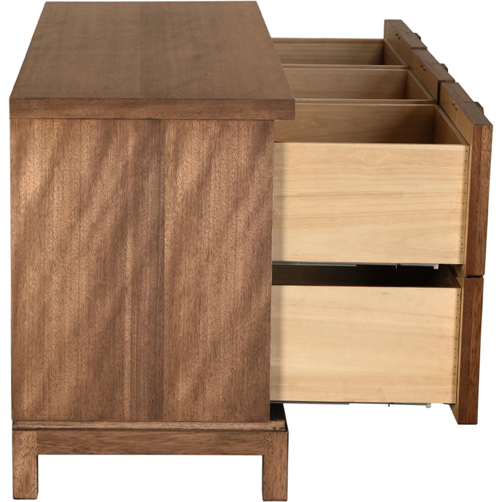 Musashi 6 Drawer Cabinet by Noir in dark walnut, brass hardware. Made from walnut, veneer in a traditional style.