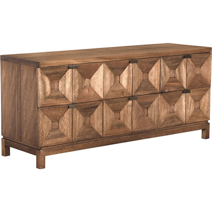 Musashi 6 Drawer Cabinet by Noir in dark walnut, brass hardware. Made from walnut, veneer in a traditional style.