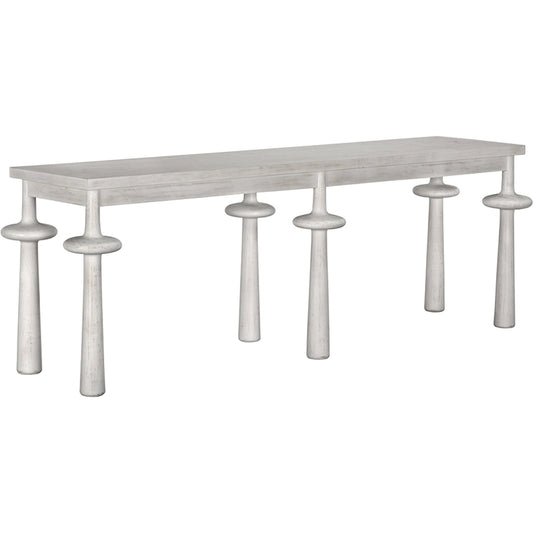 Destemonia Console by Noir in white wash. Made from mahogany in a modern style.