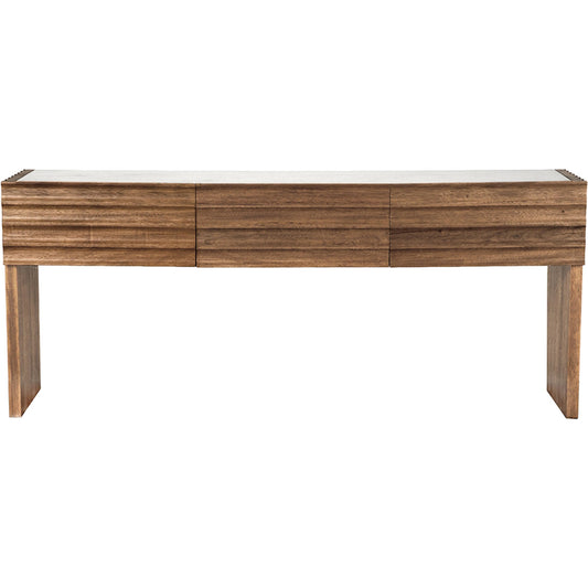 Wolf Console with White Marble Top by Noir in dark walnut, white stone. Made from walnut, stone in a unique style.