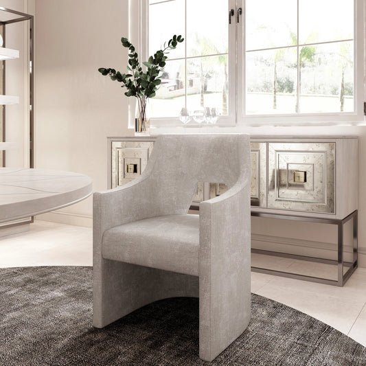 Mezzanine Host Chair by A.R.T. Furniture in dove gray. Made from parawood, poplar solids, foam, fabric in a modern style.