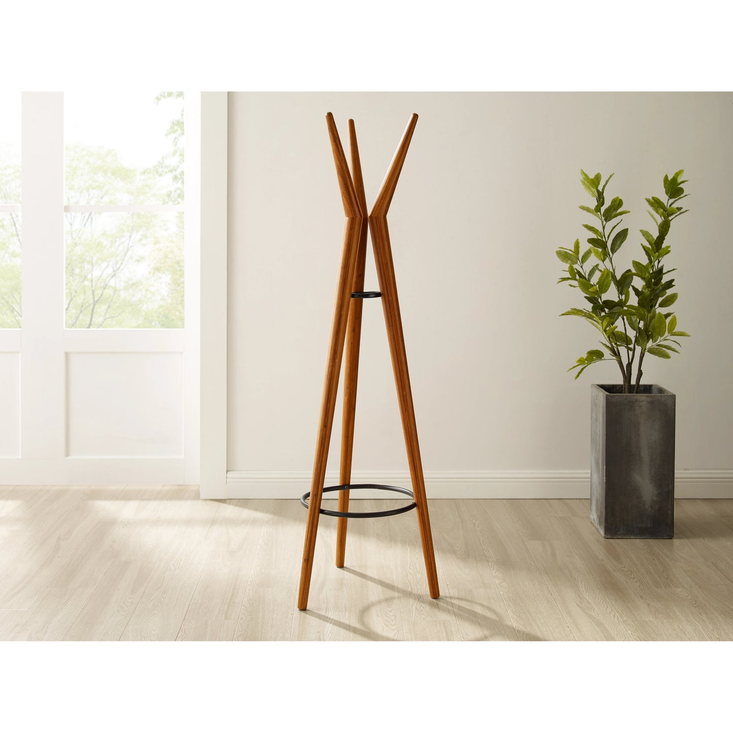 004 SI-1991848 | Lifestyle | Spire Coat Tree by Greenington in amber. Made from solid moso bamboo in a modern style.