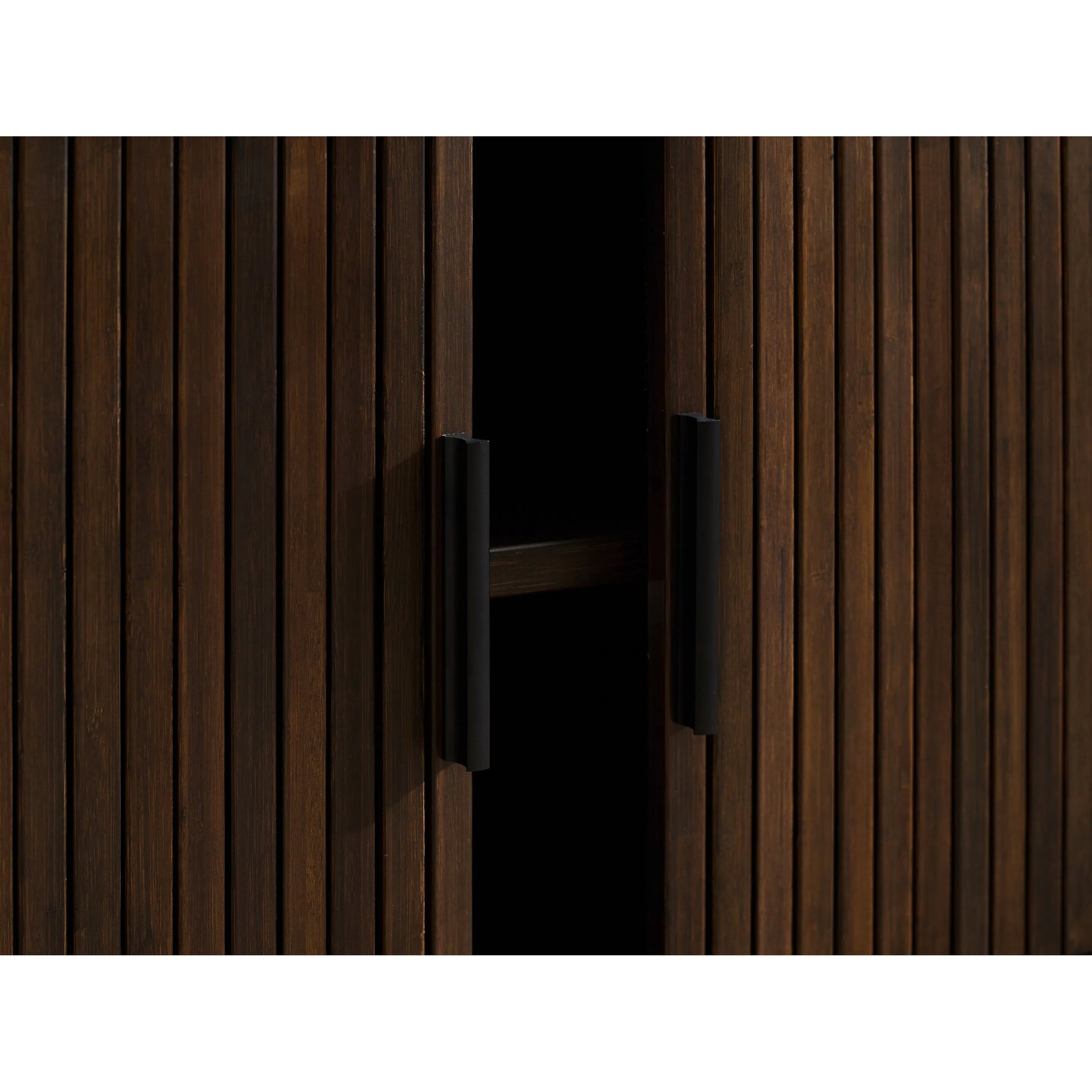 Carmel Console Table by Greenington in black walnut. Made from 100% solid moso bamboo in a rustic style.