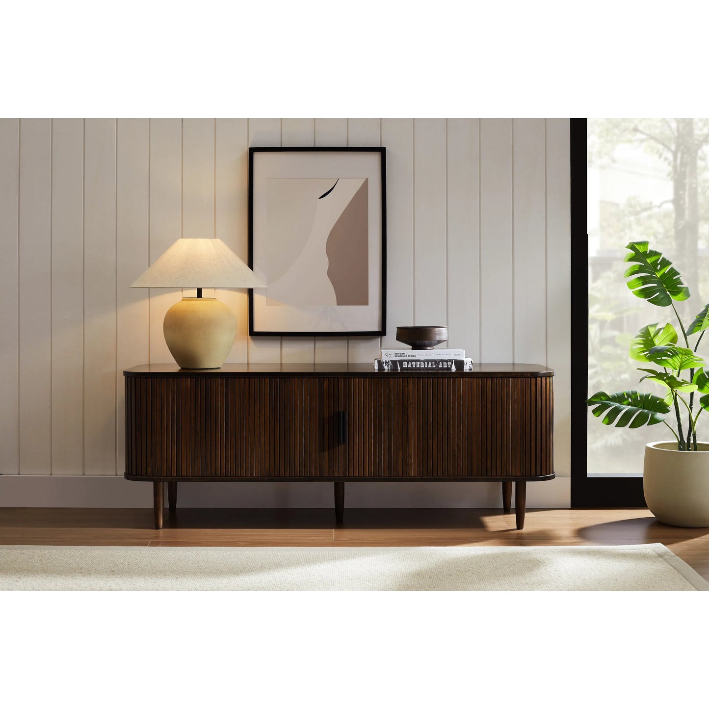010 SI-2449204 | Lifestyle | Carmel Console Table by Greenington in black walnut. Made from 100% solid moso bamboo in a rustic style.