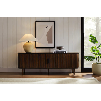 Carmel Console Table by Greenington in black walnut. Made from 100% solid moso bamboo in a rustic style.