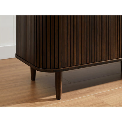 Carmel Console Table by Greenington in black walnut. Made from 100% solid moso bamboo in a rustic style.