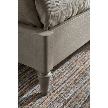 Zest Upholstered Bed with Nailhead Trim by Zest in greige. Made from rubberwood, oak veneer, fabric in a modern style.
