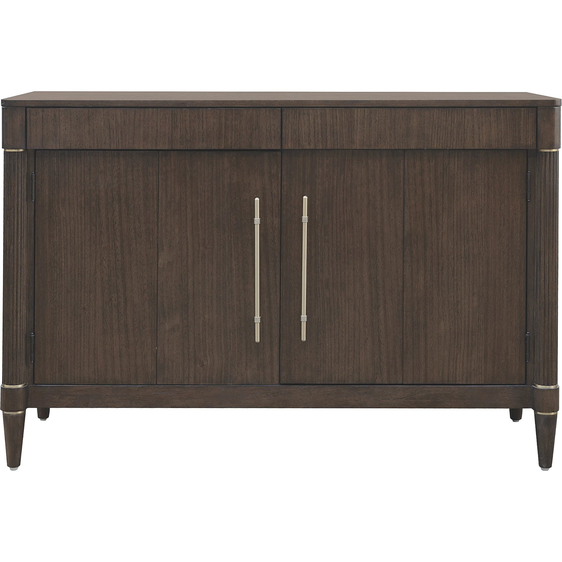 Asher Park 2 Door Server with Storage Drawer by Pulaski Furniture in piano brown. Made from eucalyptus veneers in a unique style.