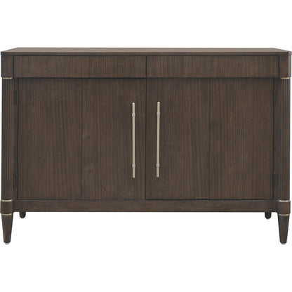 Asher Park 2 Door Server with Storage Drawer by Pulaski Furniture in piano brown. Made from eucalyptus veneers in a unique style.