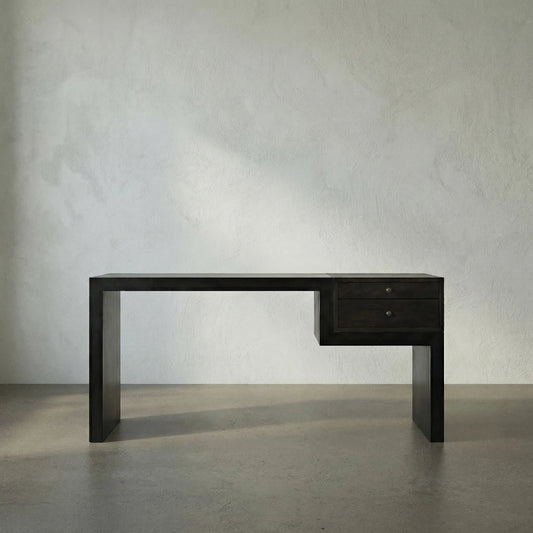 Alvaro Desk by Noir in black metal, ebony walnut. Made from metal, walnut in a modern style.