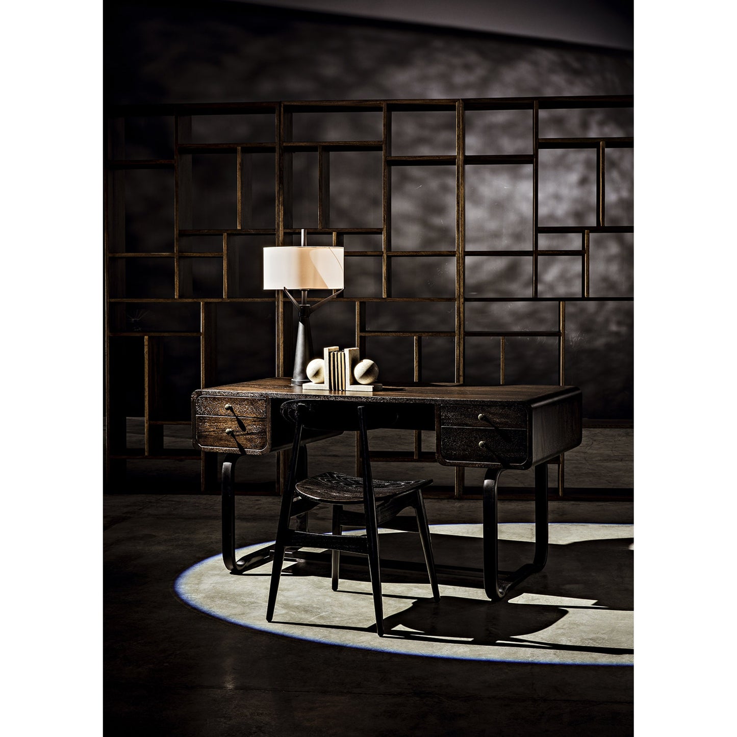 004 SI-1707288 | Additional Silo | Voltes Desk by Noir in ebony walnut, black metal. Made from walnut, metal in a eclectic & global style.