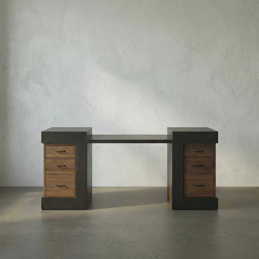 Bentley Desk by Noir in dark walnut and ebony walnut. Made from walnut in a modern style.