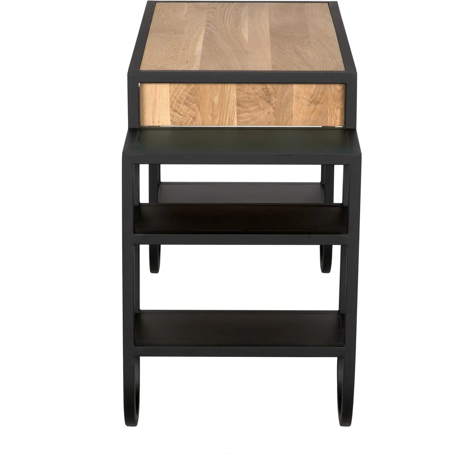 002 SI-2130222 | Additional Silo | Thomson Desk by Noir in matte black and natural oak. Made from industrial steel and white oak in a modern style.