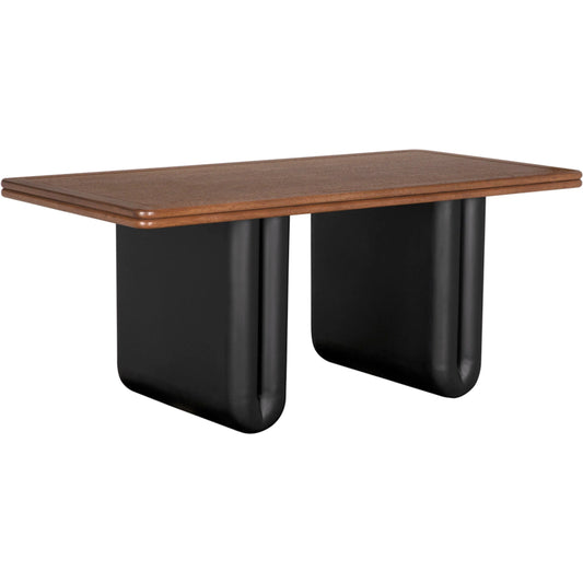 Mila Desk by Noir in dark walnut, matte black. Made from industrial steel, walnut, veneer in a unique style.