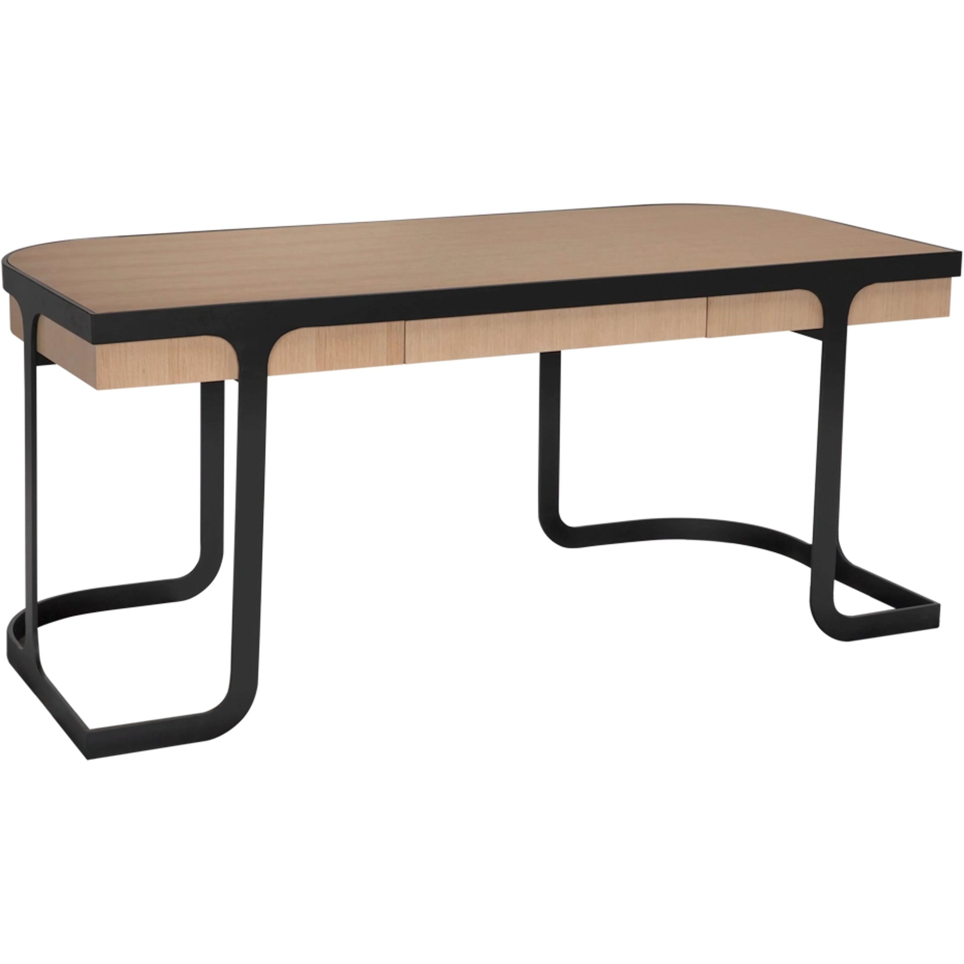 Hamilton Desk by Noir in natural, matte black. Made from white oak, iron in a unique style.