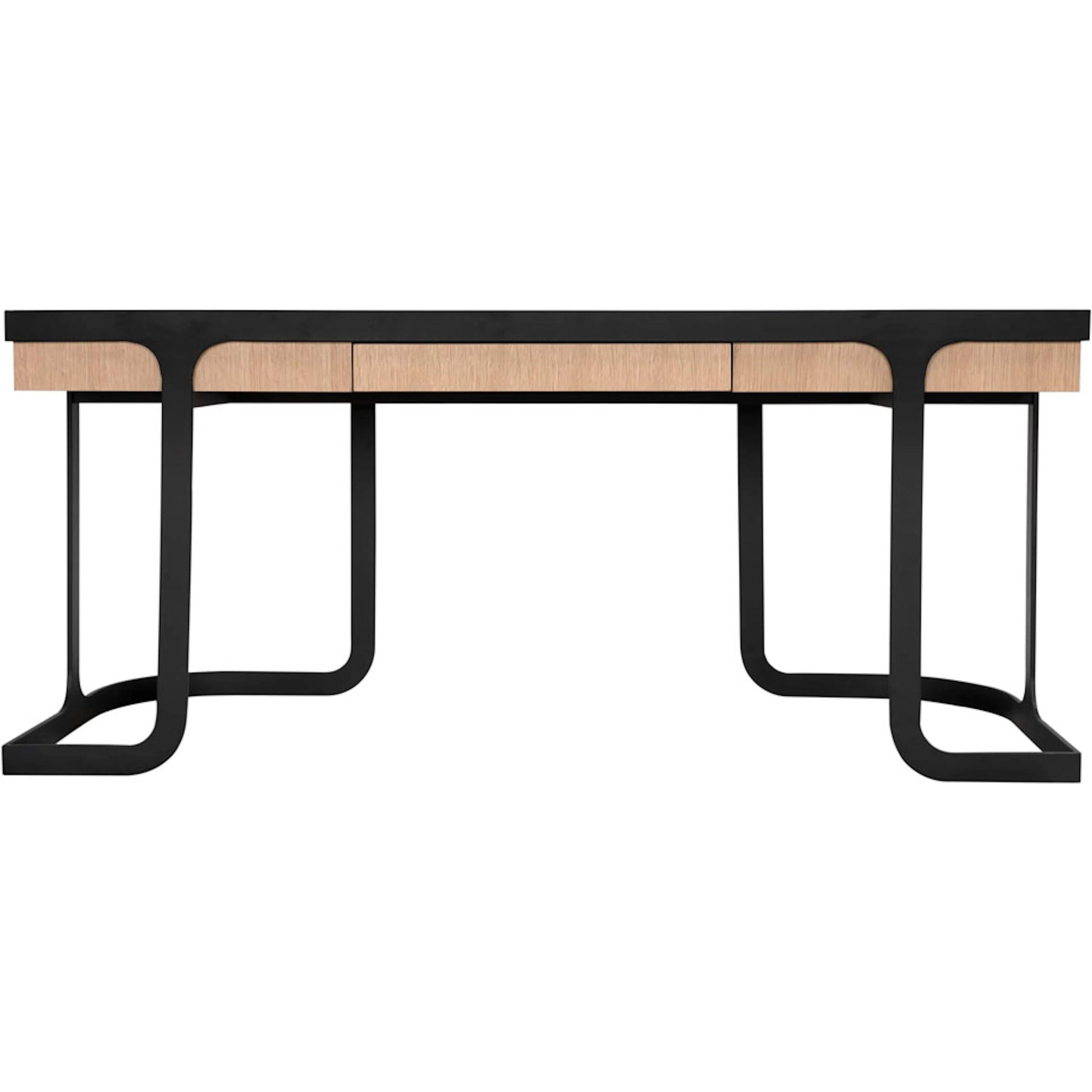 Hamilton Desk by Noir in natural, matte black. Made from white oak, iron in a unique style.