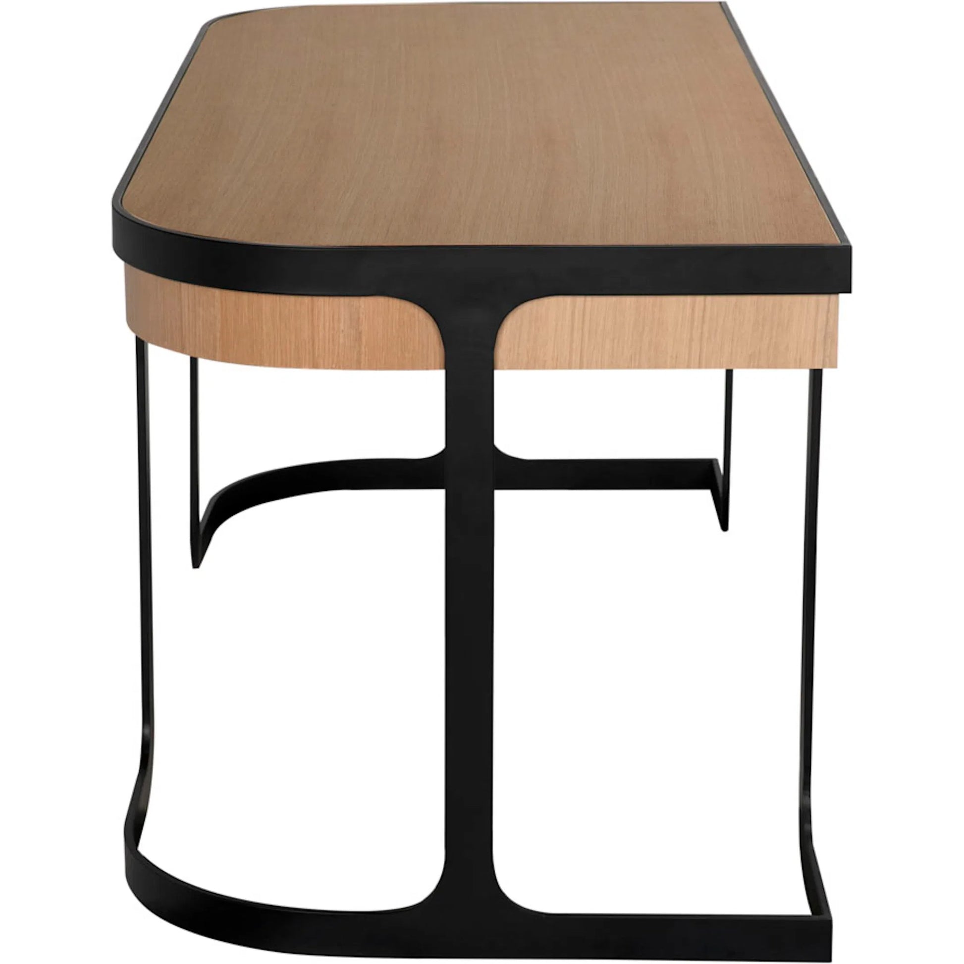 Hamilton Desk by Noir in natural, matte black. Made from white oak, iron in a unique style.
