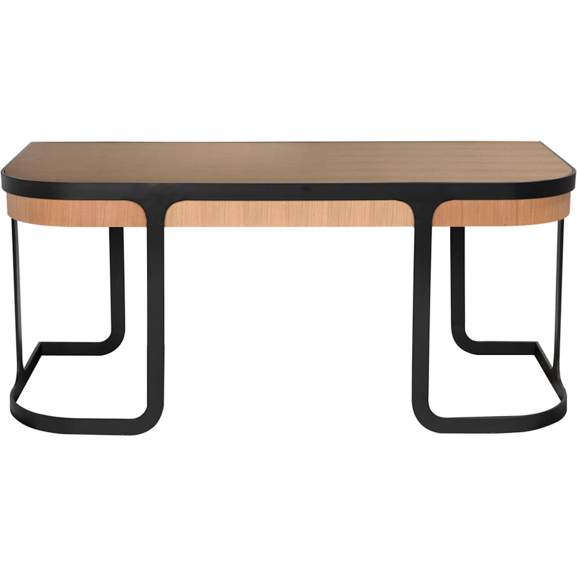 Hamilton Desk by Noir in natural, matte black. Made from white oak, iron in a unique style.