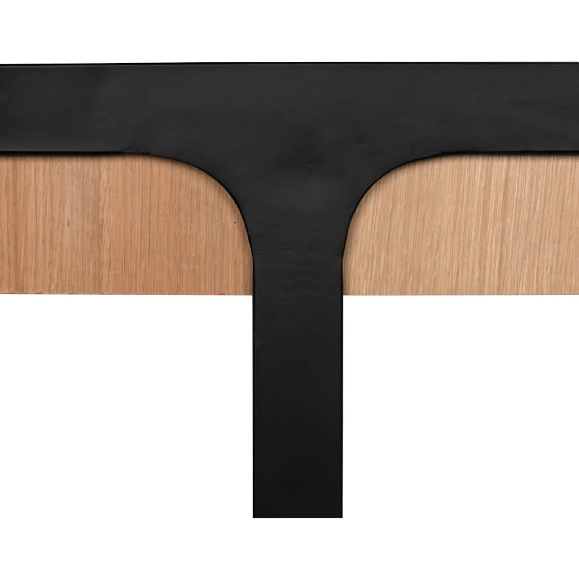 Hamilton Desk by Noir in natural, matte black. Made from white oak, iron in a unique style.