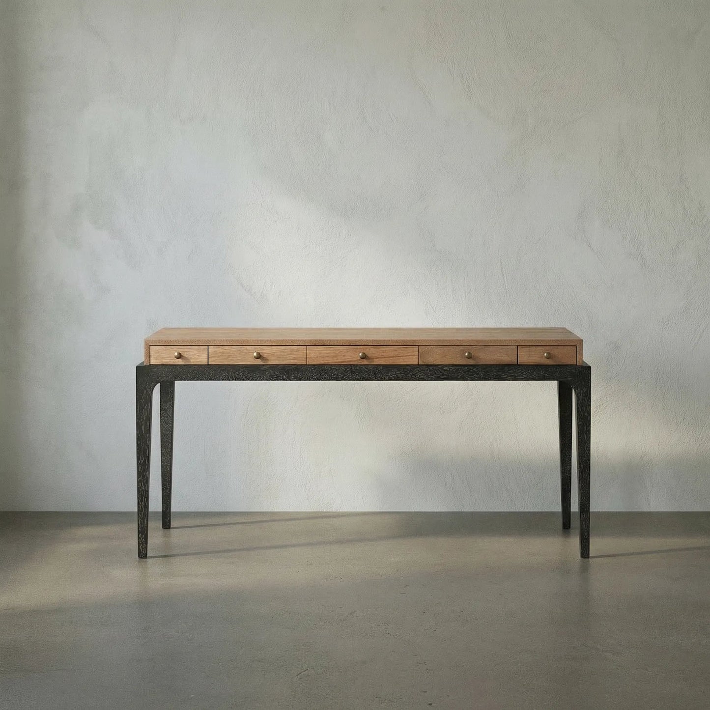 002 SI-2449061 | Lifestyle | Memphis Desk by Noir in dark walnut, black walnut. Made from walnut, veneer, brass hardware in a transitional style.