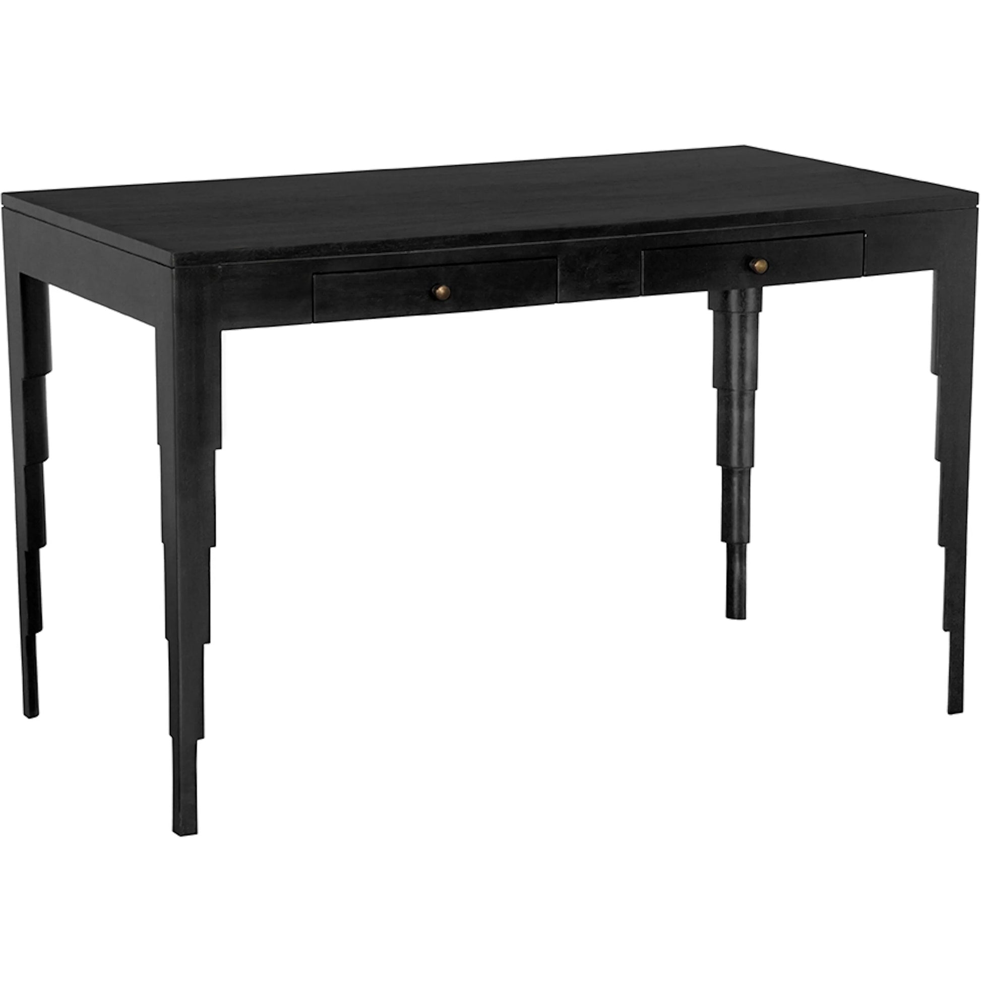 Othello Desk by Noir in hand rubbed black. Made from mahogany, veneer, brass pulls in a modern style.