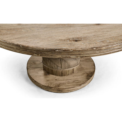 60" Sagehill Round Dining Table by Jonathan Charles in timberon grey oak. Made from oak in a cottage & farmhouse style.