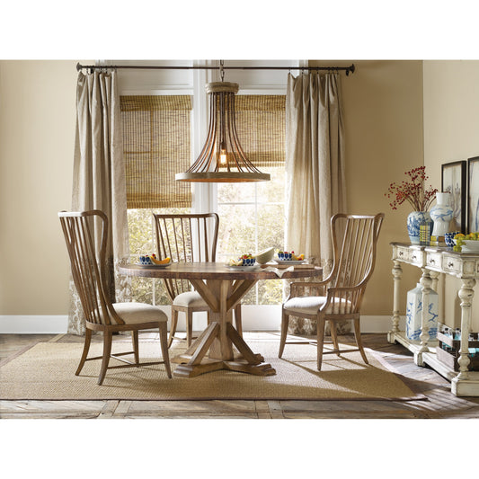 Sanctuary Tall Spindle Side Chair (Set of 2) by Hooker Furniture in beige and antique hickory. Made from fabric in a traditional style.