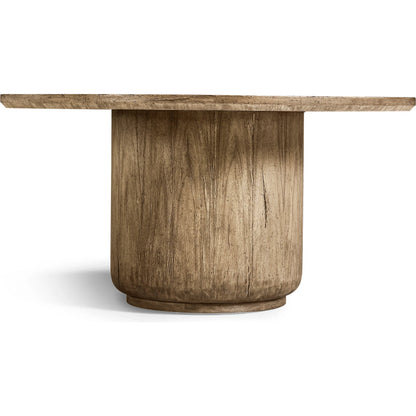 60" Stone Ridge Round Dining Table by Jonathan Charles in tully light acacia. Made from acacia in a transitional style.