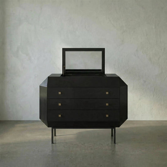 Rhiana Dresser by Noir in hand rubbed black. Made from mahogany in a transitional style.