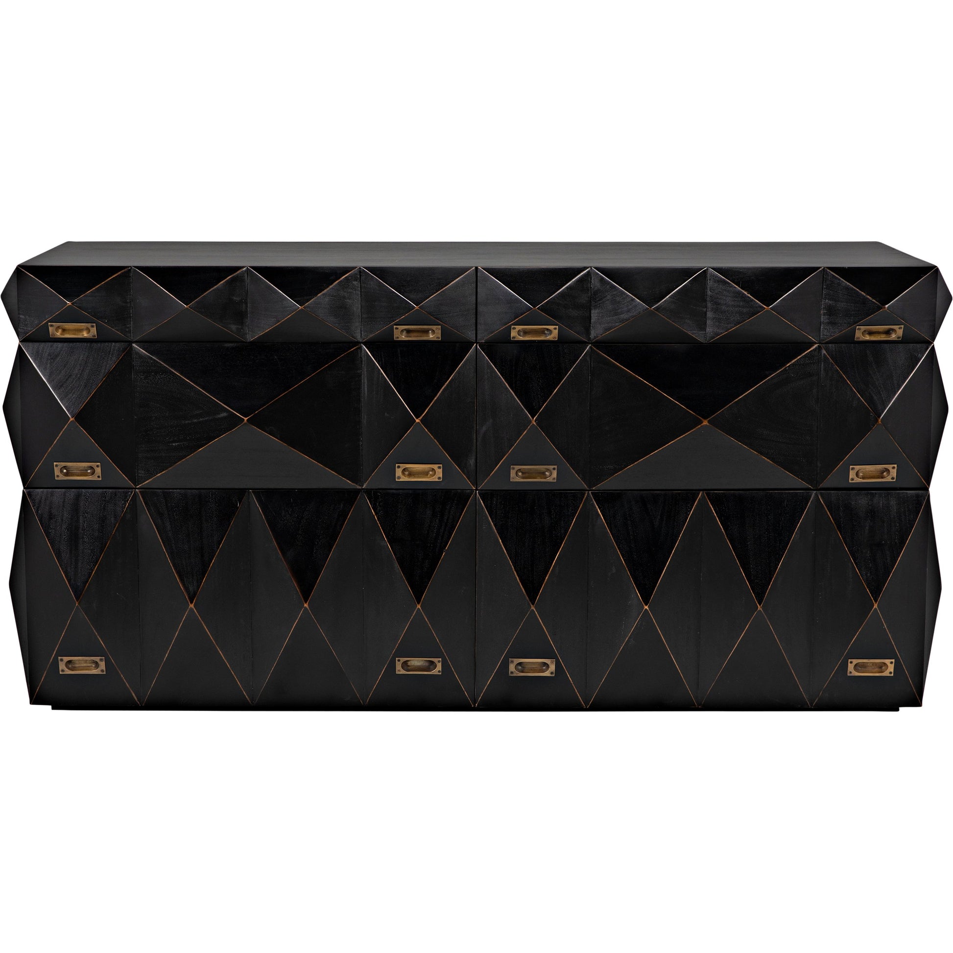 Allegra Dresser by Noir in hand rubbed black. Made from mahogany with brass pulls in a eclectic & global style.