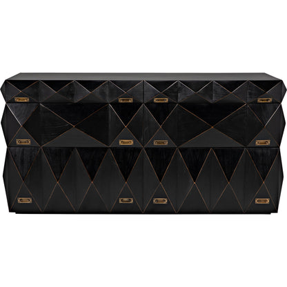 Allegra Dresser by Noir in hand rubbed black. Made from mahogany with brass pulls in a eclectic & global style.