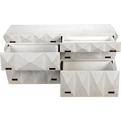 Allegra Dresser by Noir in hand rubbed black. Made from mahogany with brass pulls in a eclectic & global style.