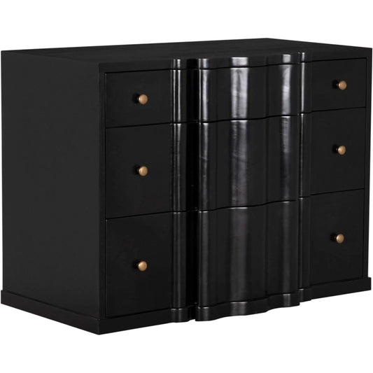 Kiss Dresser by Noir in hand rubbed black. Made from mahogany, veneer, brass pulls in a unique style.