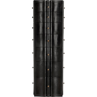 Monolith Four Sided Tower Chest by Noir in hand rubbed black. Made from mahogany, brass pull in a modern style.