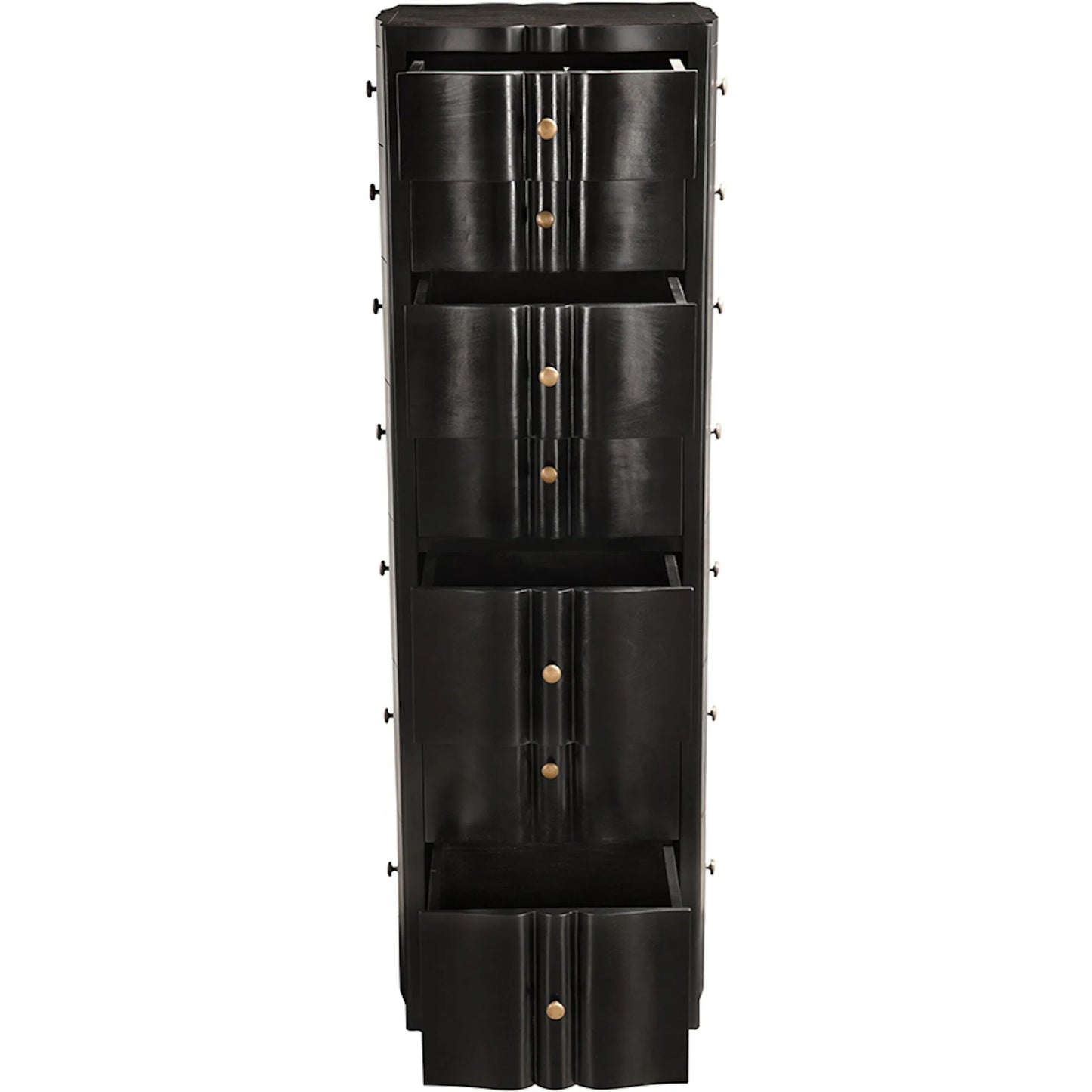 002 SI-2513486 | Additional Silo | Monolith Four Sided Tower Chest by Noir in hand rubbed black. Made from mahogany, brass pull in a modern style.