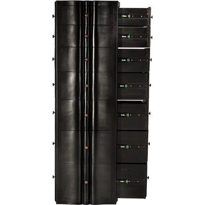 Monolith Four Sided Tower Chest by Noir in hand rubbed black. Made from mahogany, brass pull in a modern style.