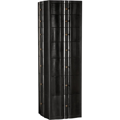 Monolith Four Sided Tower Chest by Noir in hand rubbed black. Made from mahogany, brass pull in a modern style.