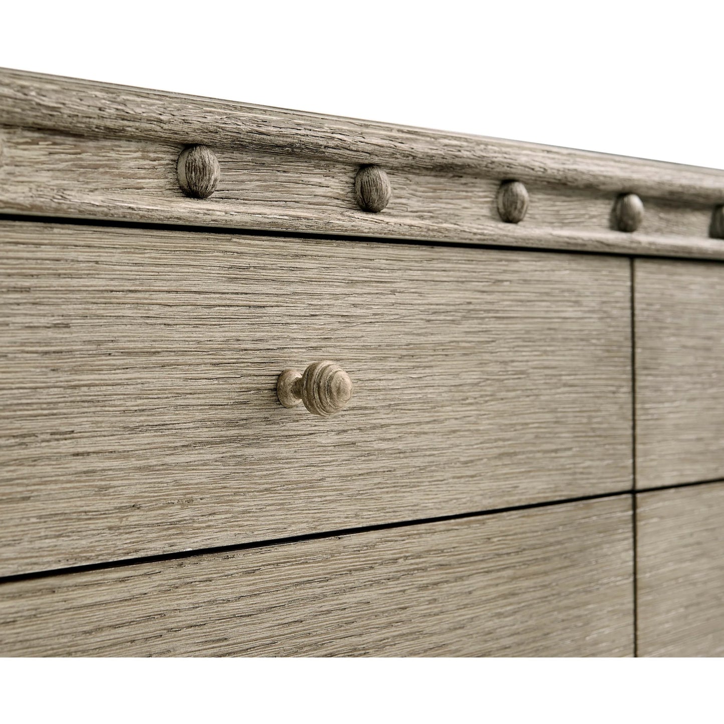 010 SI-2252703 | Closeup | Morris Dresser by Jonathan Charles in grey and greyed oak. Made from oak, oak veneer, aluminum, sycamore veneer in a traditional style.