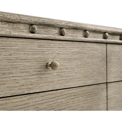 Morris Dresser by Jonathan Charles in grey and greyed oak. Made from oak, oak veneer, aluminum, sycamore veneer in a traditional style.