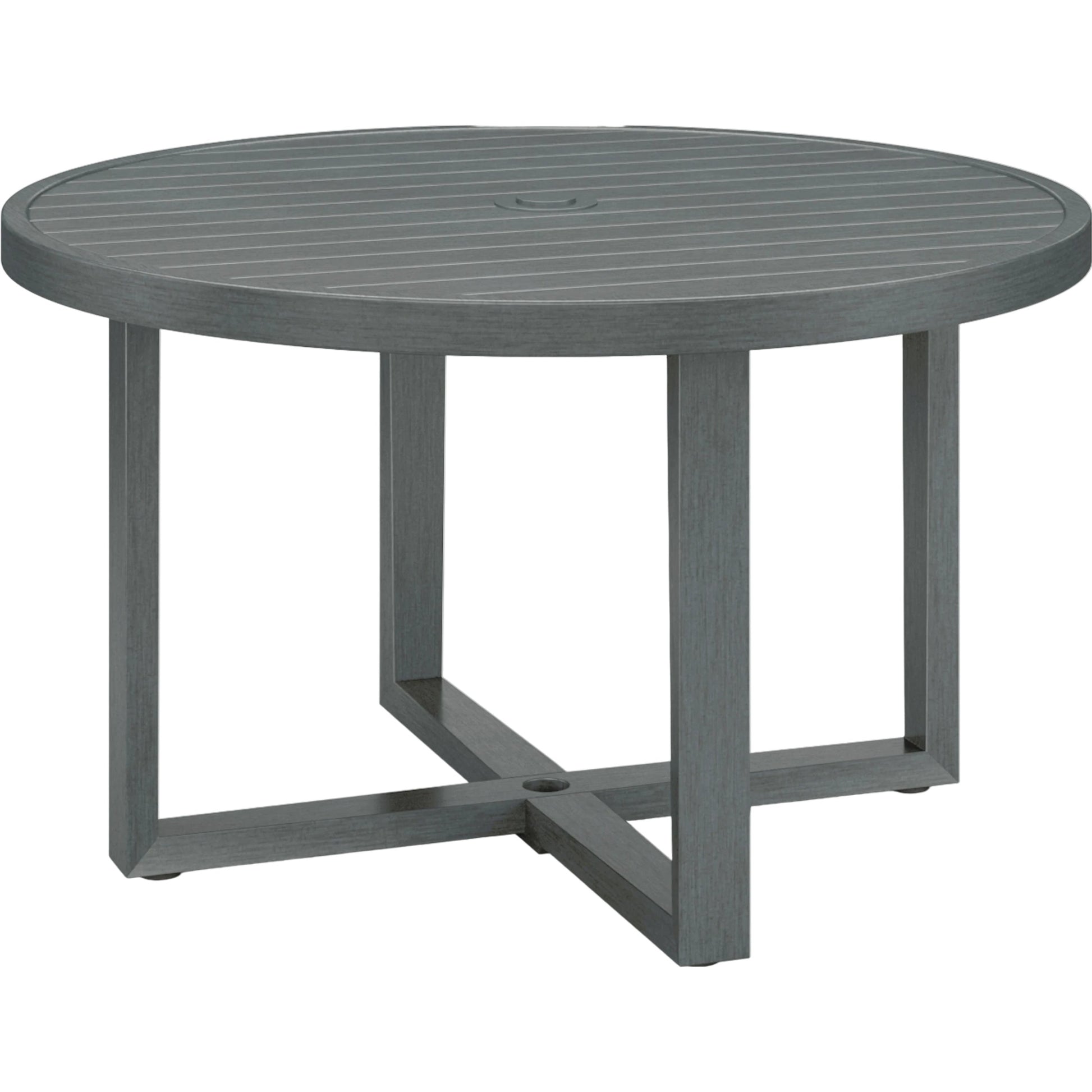 Redondo Outdoor 50" Round Dining Table by Sunset West in slate. Made from aluminum in a modern style.