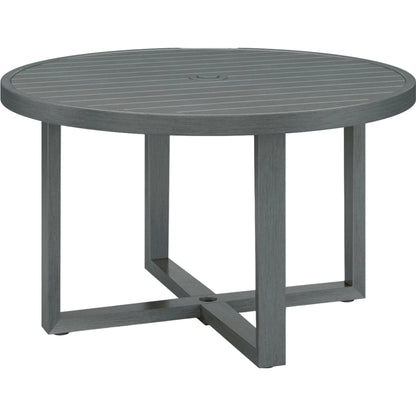 Redondo Outdoor 50" Round Dining Table by Sunset West in slate. Made from aluminum in a modern style.