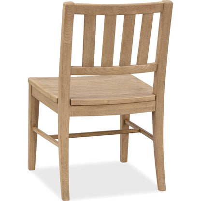 Driftwood Splatback Side Chair by Hooker Furniture. Made from oak solids, fabric, 70% polyester, 20% viscose, 10% linen in a transitional style.