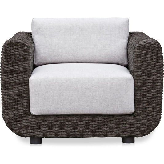 Soma Outdoor Accent Chair by Moe's Home Collection. Made from wicker, aluminum frame, 100% olefin fabric, quick dry foam cushion in a unique style.