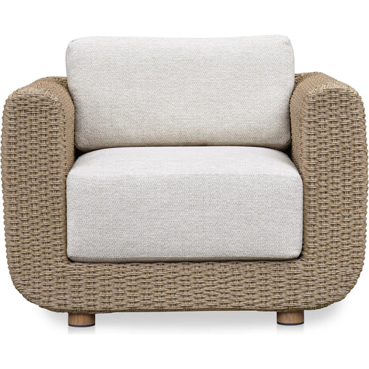 Soma Outdoor Accent Chair by Moe's Home Collection. Made from wicker, aluminum frame, 100% olefin fabric, quick dry foam cushion in a unique style.