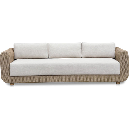 Soma Outdoor Sofa by Moe's Home Collection. Made from wicker, aluminum frame, 100% olefin fabric, quick dry foam cushion in a unique style.