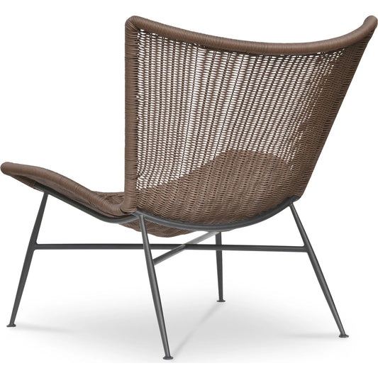 Paige Outdoor Accent Chair by Moe's Home Collection in brown. Made from synthetic wicker, iron in a unique style.