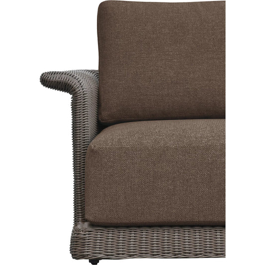 Meredith Outdoor Accent Chair by Moe's Home Collection. Made from synthetic wicker, aluminum frame, 100% solution dyed polyester fabric, seat quick dry foam back dacron fiber in a rustic style.