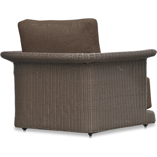 Meredith Outdoor Accent Chair by Moe's Home Collection. Made from synthetic wicker, aluminum frame, 100% solution dyed polyester fabric, seat quick dry foam back dacron fiber in a unique style.