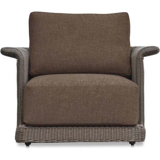 Meredith Outdoor Accent Chair by Moe's Home Collection. Made from synthetic wicker, aluminum frame, 100% solution dyed polyester fabric, seat quick dry foam back dacron fiber in a unique style.